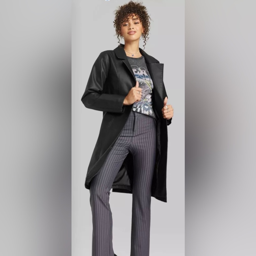 Target (wild fable) faux leather long trench coat
